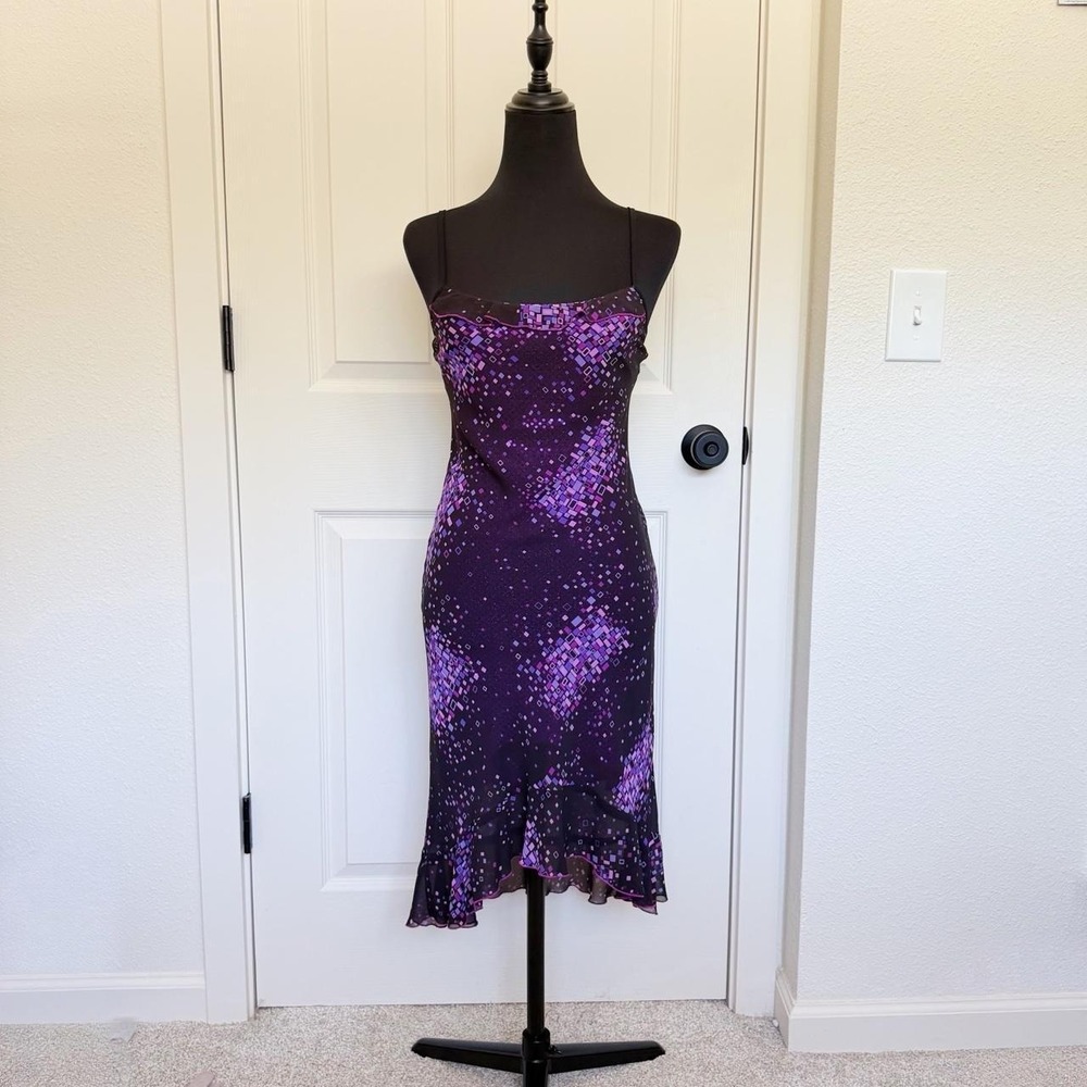 Vintage Studio Soleil Purple Ruffle Midi Dress — Size XS